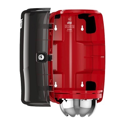Distributeur Rouleau à dévidage central 659008 Rouge ouvert Tork Issiad France Distributeur-Rouleau-a-devidage-central-659008-RougeTork-Issiad-France