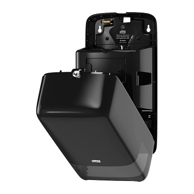 Distributeur double papier toilette rouleau Mid size noir 557508 ouvert