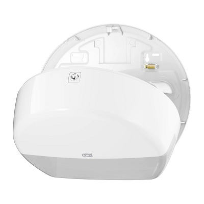Distributeur papier toilette jumbo mini systeme blanc 555000 ouvert