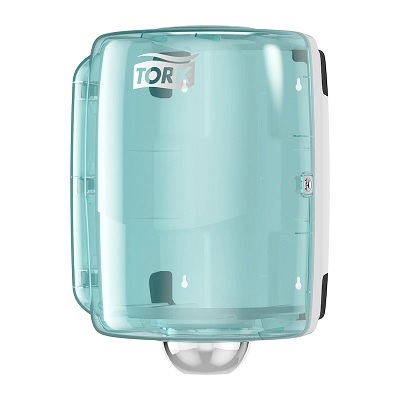 Maxi Distributeur avec système à dévidage central 653000 Turquoise Tork Issiad France Maxi-Distributeur-avec-systeme-a-devidage-central-653000-Turquoise-Tork-Issiad-France
