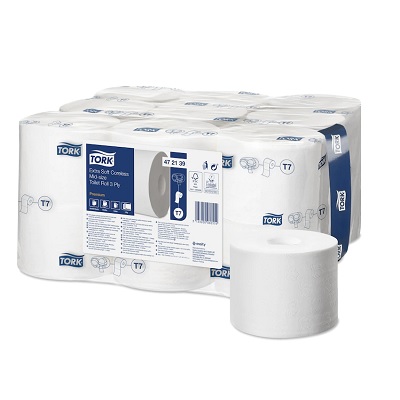 Papier toilette rouleau extra doux Mid-Size sans mandrin Premium - 3 plis T7 472139 pour distributeur Tork Issaid France Papier-toilette-rouleau-extra-doux-Mid-Size-sans-mandrin-Premium-3-plis-T7-472139-pour-distributeur-Tork-Issaid-France